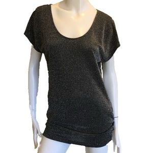 NWT Metallic Silver Gray Top Dolman Short Sleeves